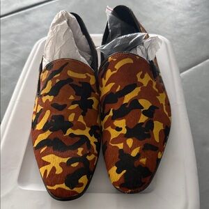 Aldo Yellow and Brown Camouflage Loafers